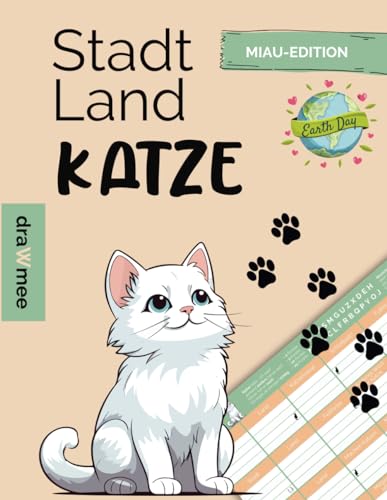 Stadt Land Katze - Quiz Geschenk für Katzenliebhaber: Spielblock mit 35 Blatt Din-A4 (Seiten zum Ausschneiden)